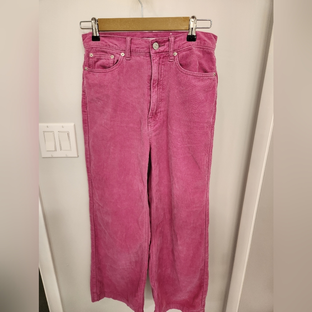 BDG wide and high pink courdory pants